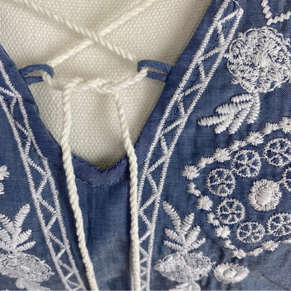 Dressbarn, Plus Size 2X Denim Blue 100% Cotton Tassels Embroidered Blouse NWOT - Picture 9 of 12